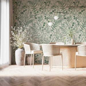 LORETO - papier peint feuillage monochrome salle à manger