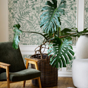 LORETO - papier peint feuillage monochrome salon