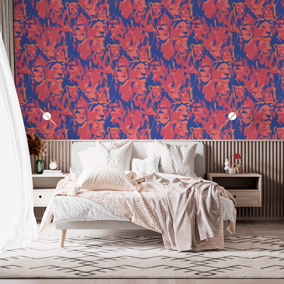 LORIS - papier peint lion graphique chambre