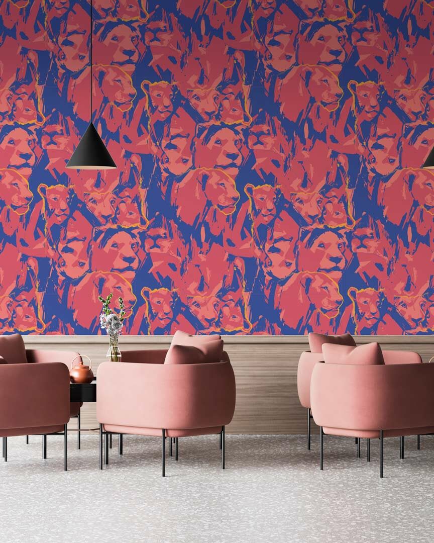 LORIS - papier peint lion graphique restaurant
