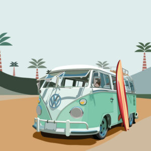 LOUISE - Papier peint combi van bleu