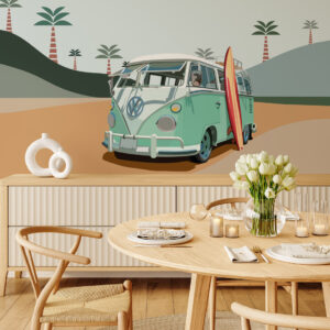 LOUISE - Papier peint combi van bleu salle à manger