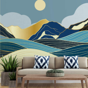 MAGALI - Papier peint panoramique montagnes minimaliste stries