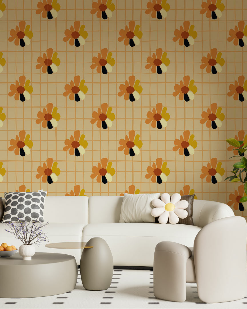 MELISSA - Papier peint fleuri coloré salon