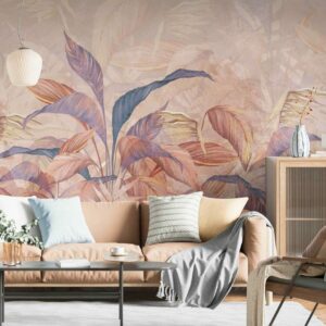 MIRELLE - tapisserie panoramique feuilles tropicales salon