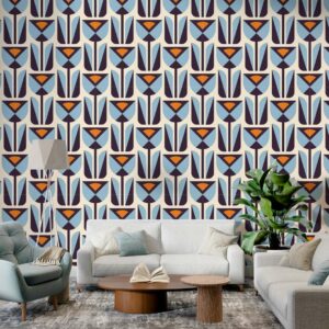 NOAM - papier peint fleur vintage géométrique salon