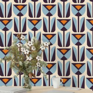 NOAM - papier peint fleur vintage géométrique bureau