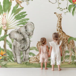 NOÉLISE - Papier peint panoramique jungle bébé chambre bebe