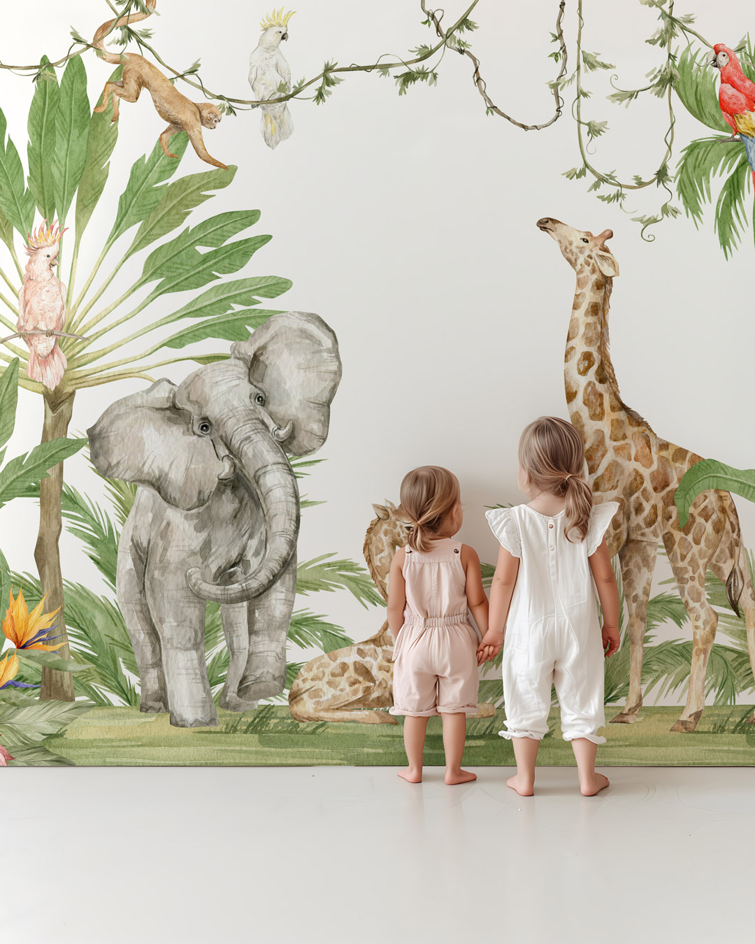 NOÉLISE - Papier peint panoramique jungle bébé chambre bebe