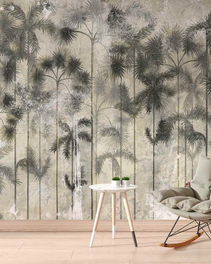 PHILIPPE - tapisserie palmier dans la brume salon