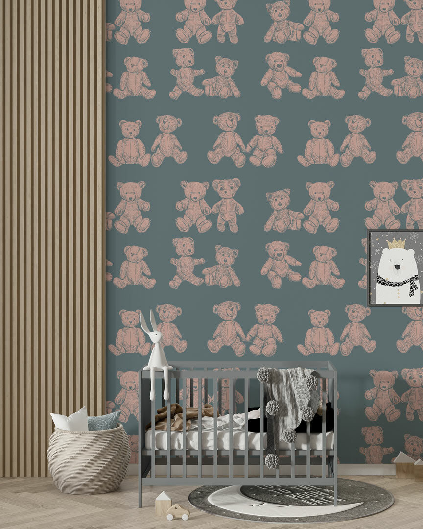 PHILOMÈNE - Papier peint ourson rétro chambre bebe