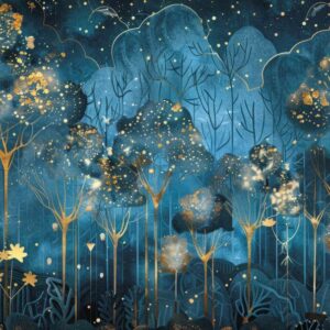 PIERRE - papier peint panoramique foret lucioles