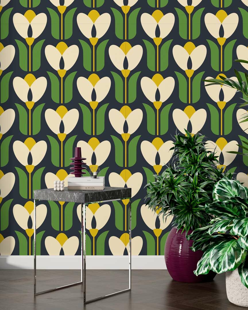 ROBIN - papier peint motif tulipe salle d'attente