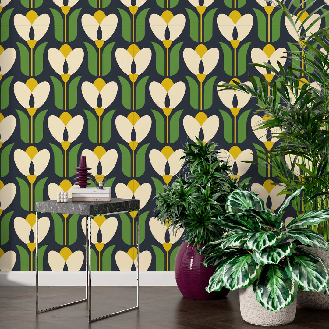 ROBIN - papier peint motif tulipe salle d'attente