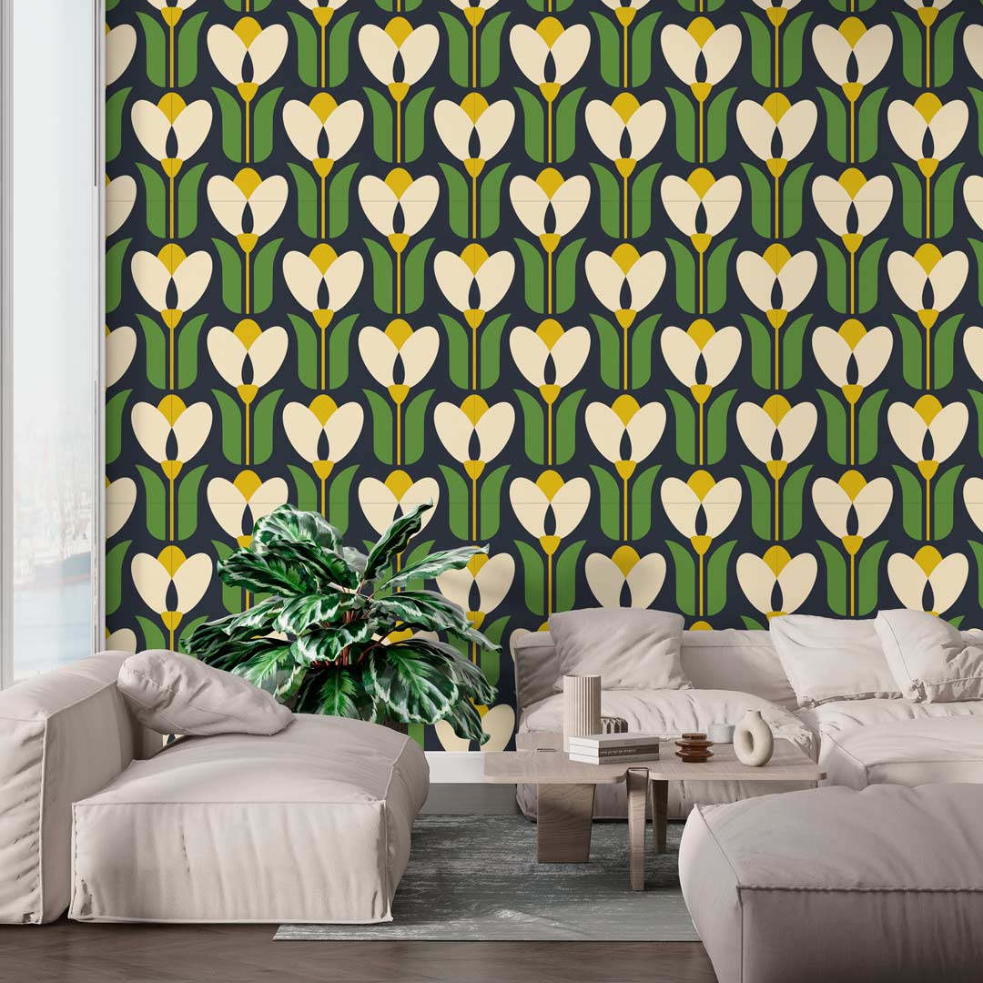 ROBIN - papier peint motif tulipe salon