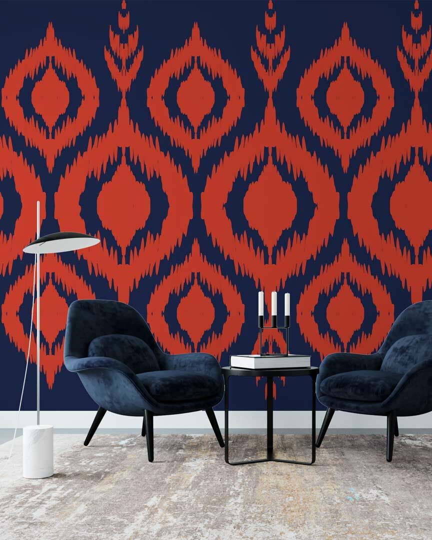 ROGER - papier peint ikat salon