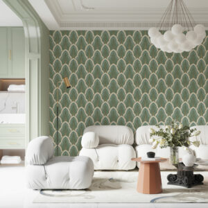 SOPHIA - Papier peint feuille rétro salon