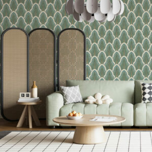 SOPHIA - Papier peint feuille rétro salon