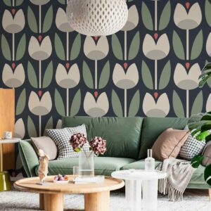 SUZIE - papier peint tulipe vintage salon
