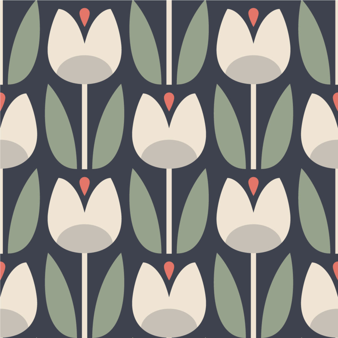 SUZIE - papier peint tulipe vintage