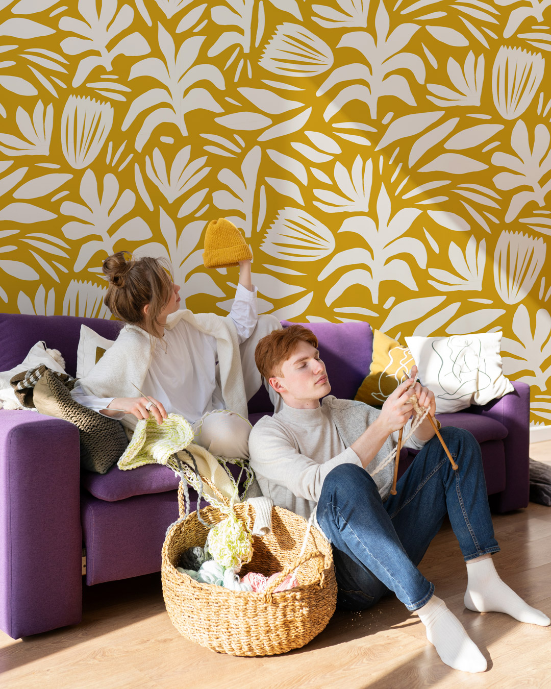 SYLVIA - papier peint matisse coloré salon jeune couple