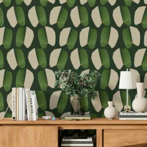 THÉODORE - papier peint feuillage tropical bibliothèque