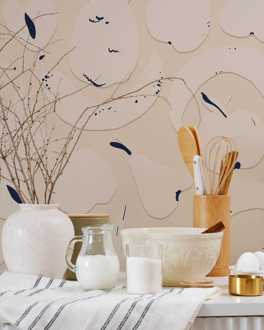 VIANNEY - papier peint fruit beige cuisine