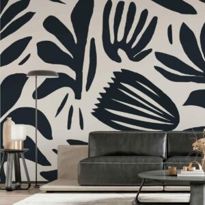 XAVIER - papier peint style matisse noir et blanc salon