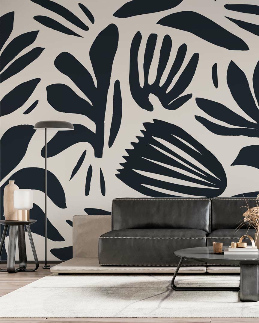 XAVIER - papier peint style matisse noir et blanc salon