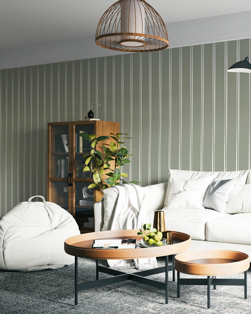 ALBERTINE - Papier peint rayures verticales salon