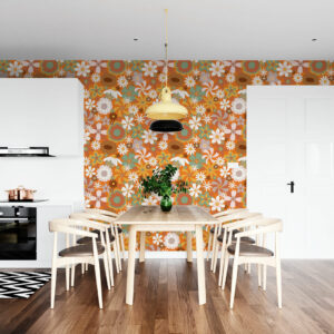 BARNABÉ - Papier peint fleur rétro cuisine