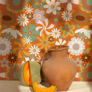 BARNABÉ - Papier peint fleur rétro cuisine