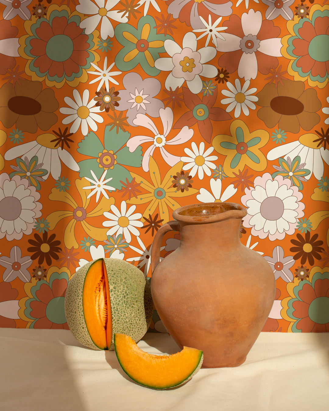 BARNABÉ - Papier peint fleur rétro cuisine