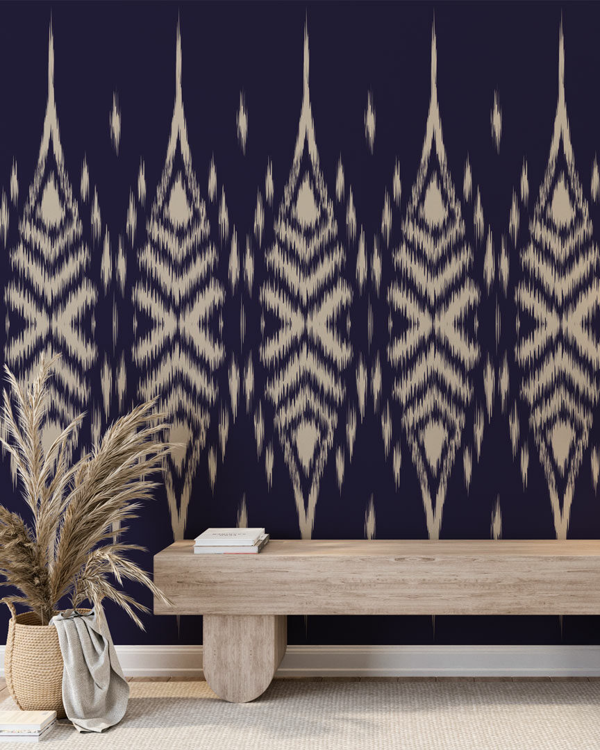 FULGENCE - Papier peint panoramique ikat hall d'entrée