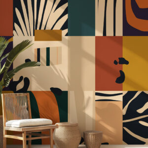 GERSENDE - Papier peint panoramique cube coloré entrée