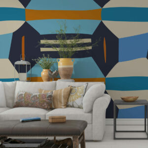 JONAS - Papier peint wax hexagonal salon