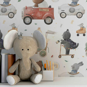 ODON - Papier peint voiturette enfant chambre garçon