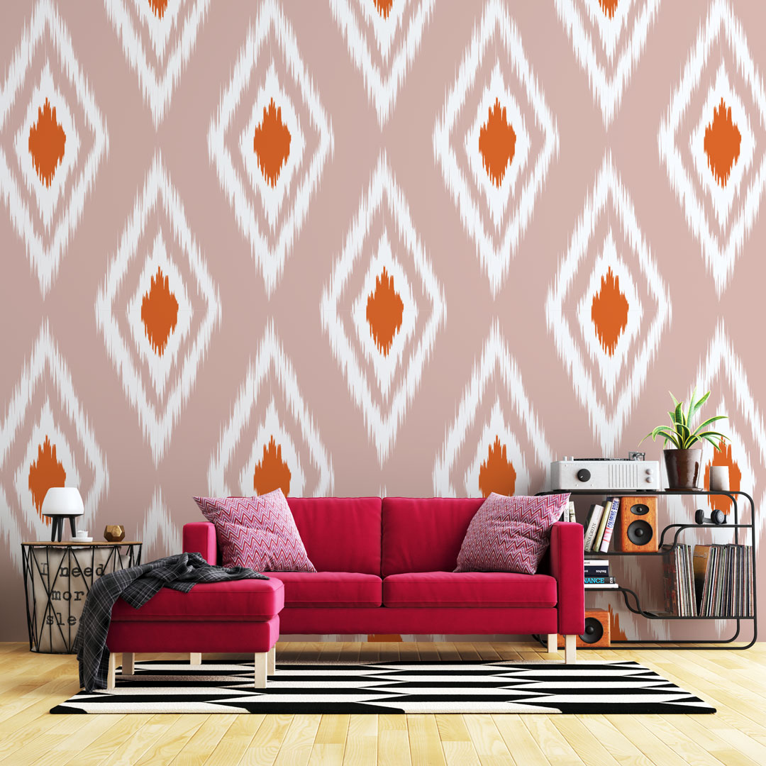 ROSALIE - Papier peint losange ikat salon