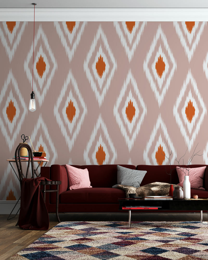 ROSALIE - Papier peint losange ikat salon