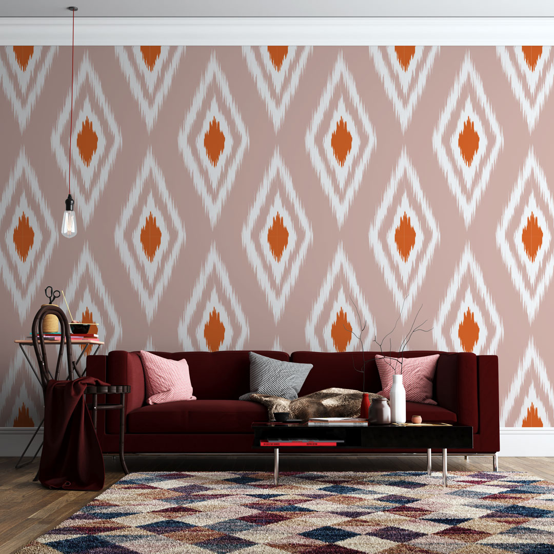 ROSALIE - Papier peint losange ikat salon