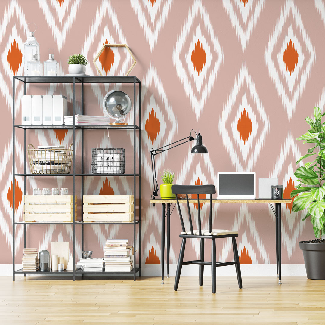 ROSALIE - Papier peint losange ikat bureau