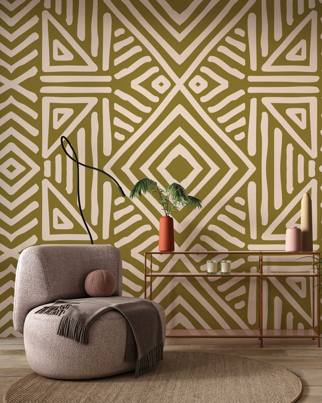 THEOPHILE - Papier peint ethnique panoramique salon