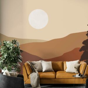 VIVIAN - Papier peint coucher de soleil montagne salon
