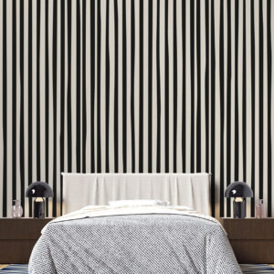 ELVIRE - Papier peint rayures noires chambre