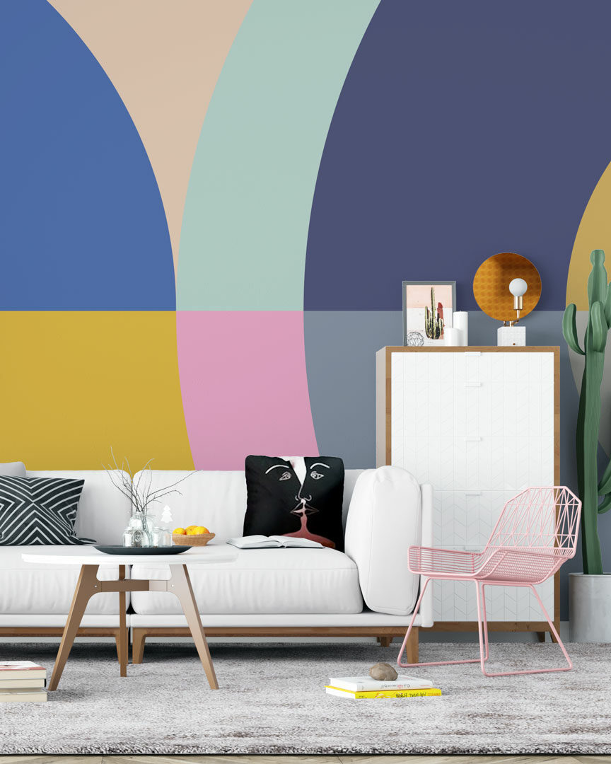 GERVAIS - Papier peint abstrait coloré salon