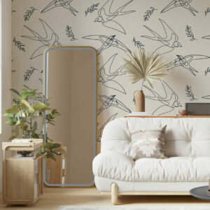 GINETTE - Papier peint colombes salon