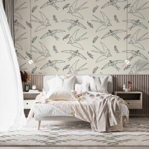 GINETTE - Papier peint colombes chambre