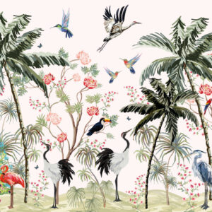 NOEMIE - Papier peint panoramique arbre et oiseaux