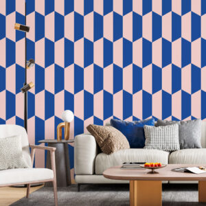 PRUNE - Papier peint hexagone bicolore salon