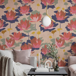 PULCHERIE - Papier peint lotus salon